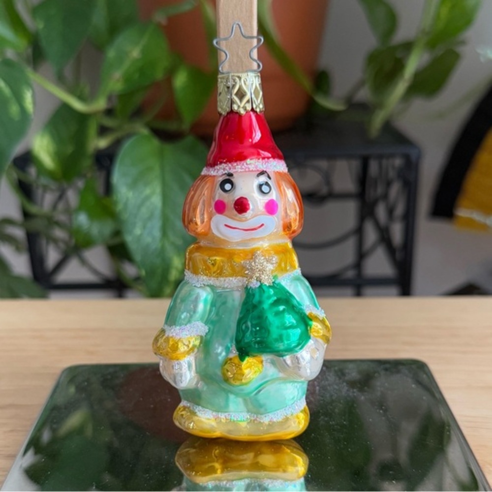 Inge-Glas Happy Clown Blown Glass Ornament Germany Old World Christmas Vintage